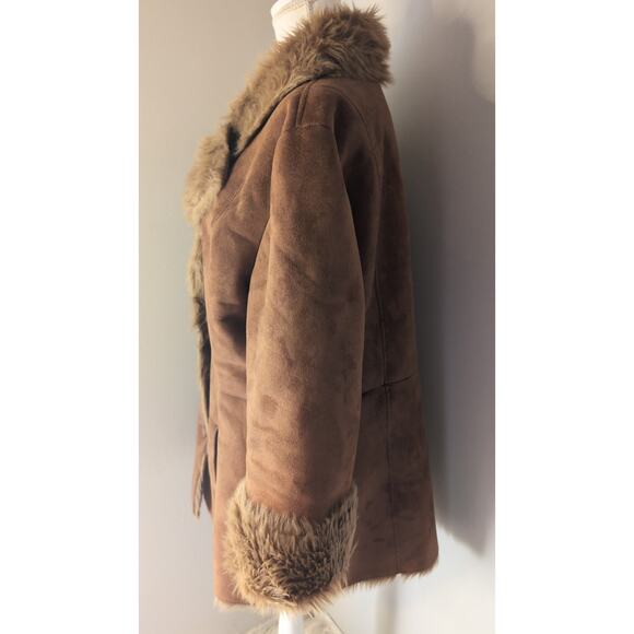 Mixit XL Penny Lane boho western Y2k faux fur suede long coat - Picture 2 of 12